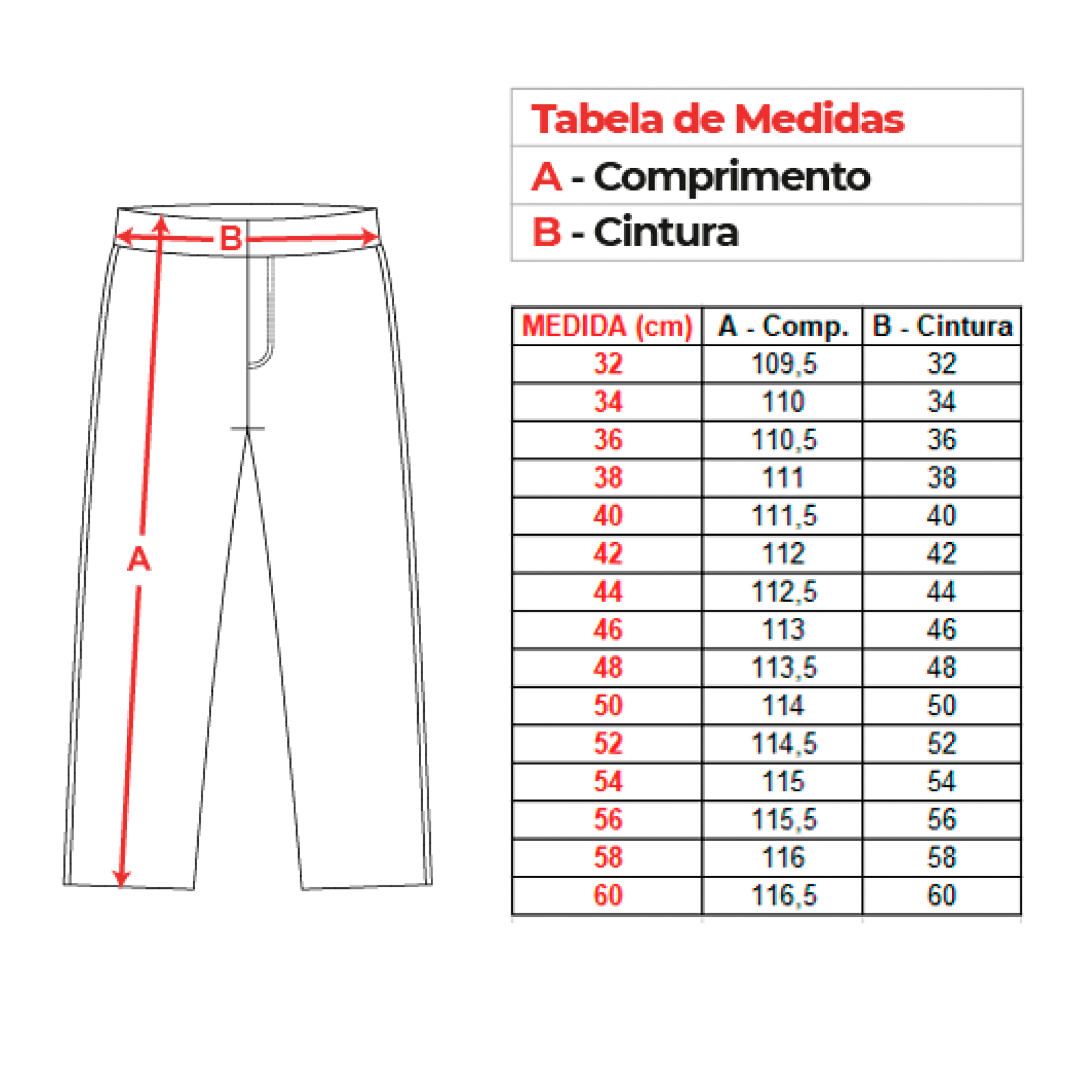 Tabela de medidas