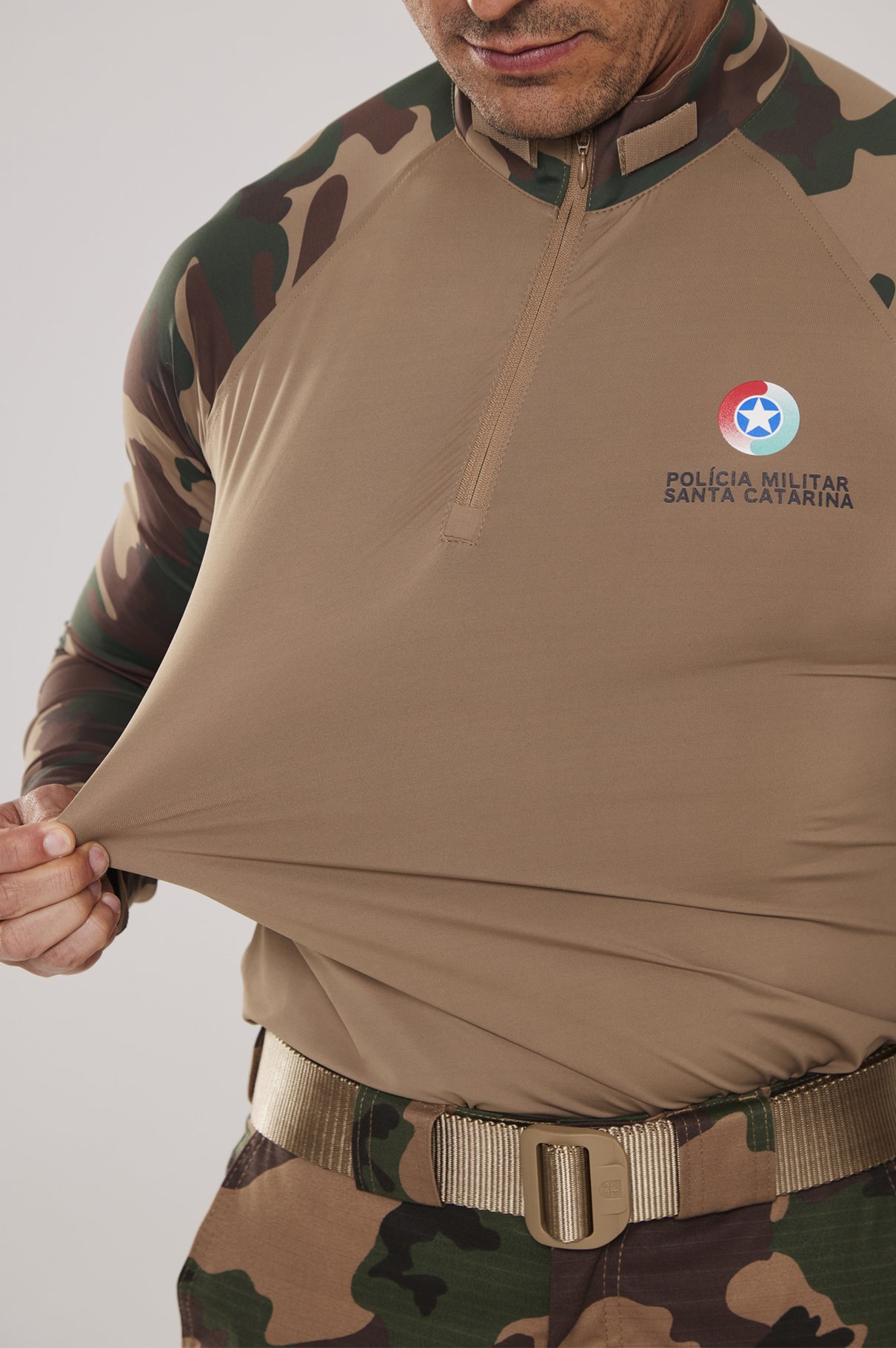 combat de verao segunda pele camuflada ambiental ice pmsc camuflado caqui ambiental detalhe